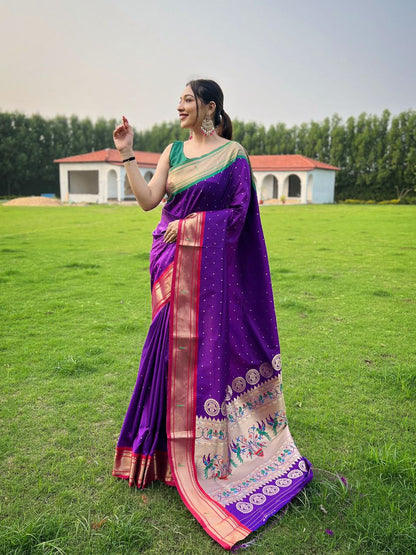 Purple Traditional Paithani Weaving Saree