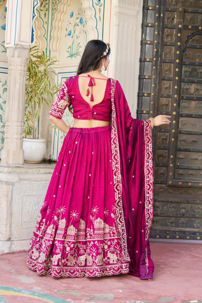 Purple Wedding Wear Georgette Lehenga