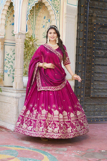 Purple Wedding Wear Georgette Lehenga