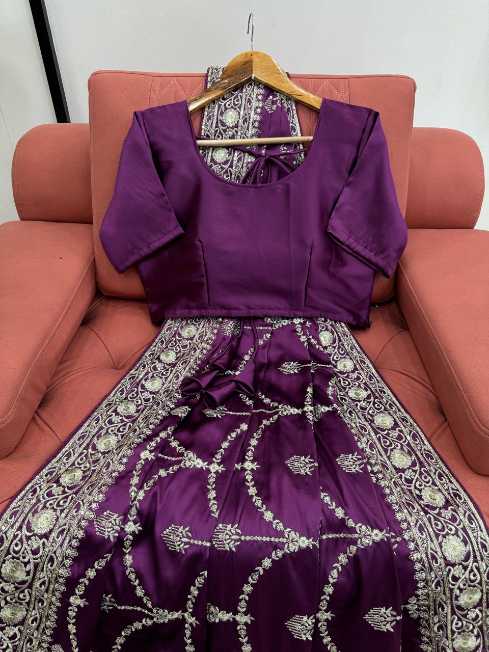 Purple Wedding Wear Japan Satin Silk Saree