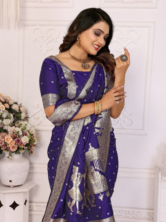 Purple Wedding Wear Kochi Silk Saree