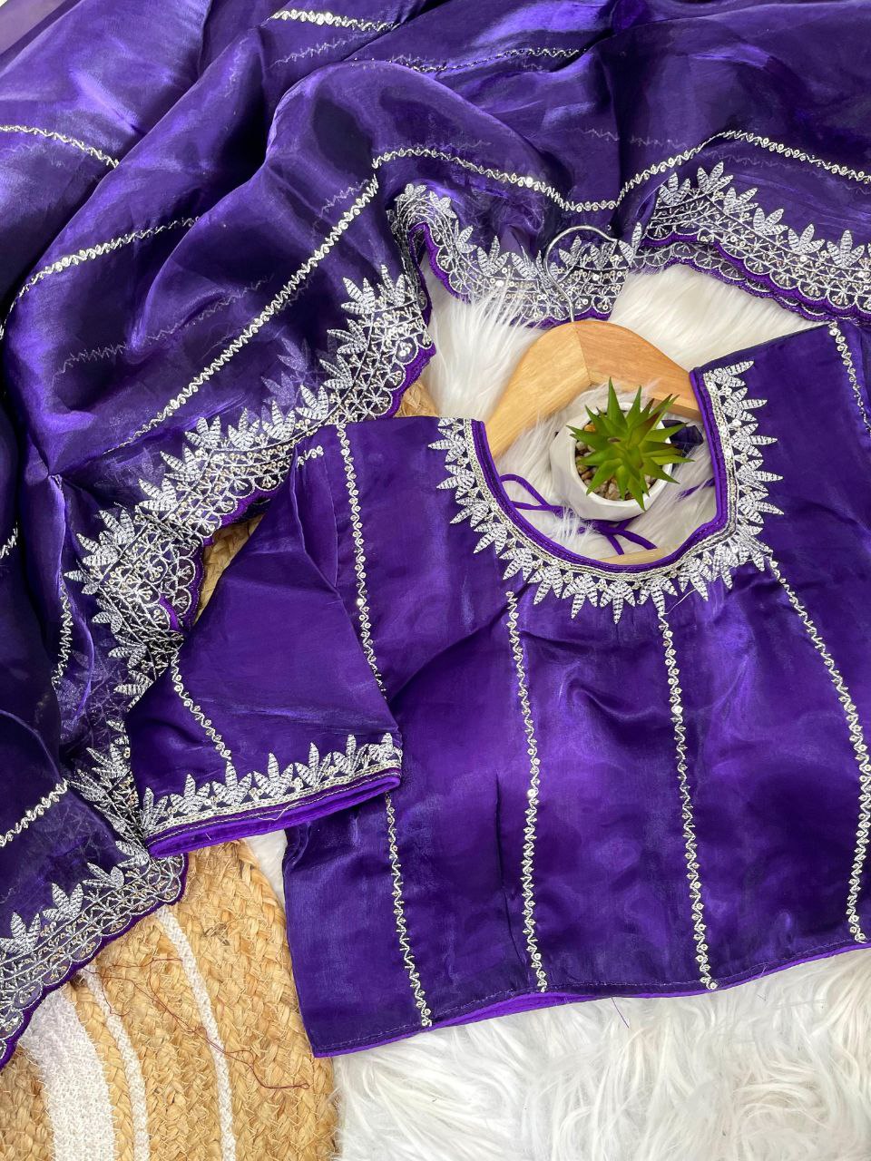 Purple Zimmy Choo Silk Saree