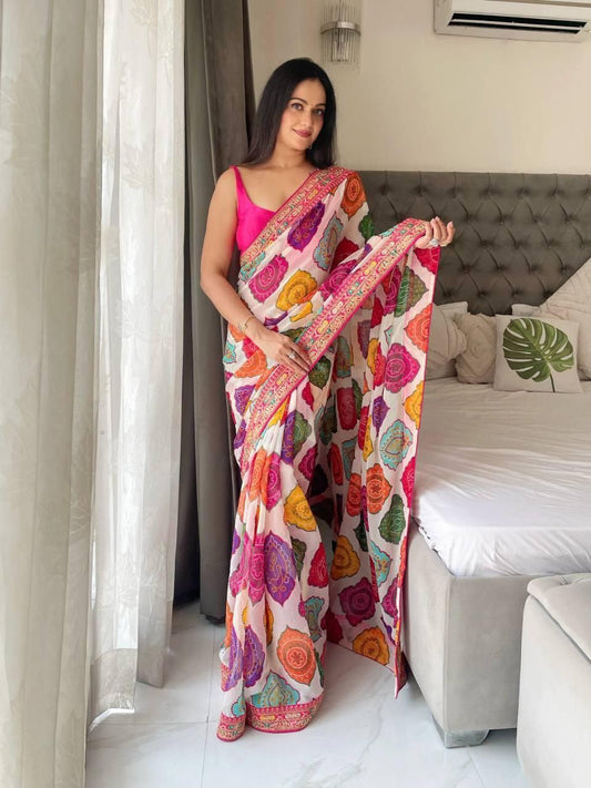 Rajwadi Bandhej Print Georgette Saree