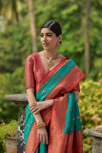 Rama Pure Banarasi Silk Saree For Wedding