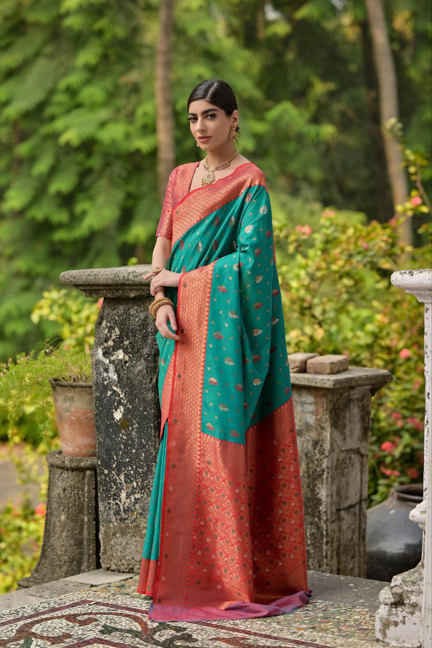 Rama Pure Banarasi Silk Saree For Wedding