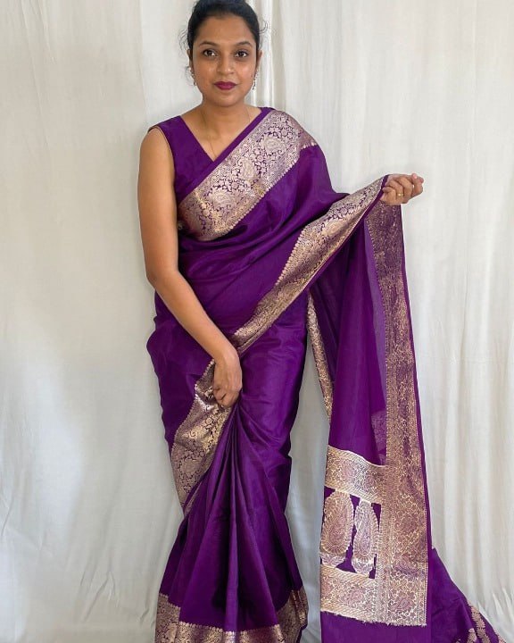 Purple Traditional Banarasi Saree