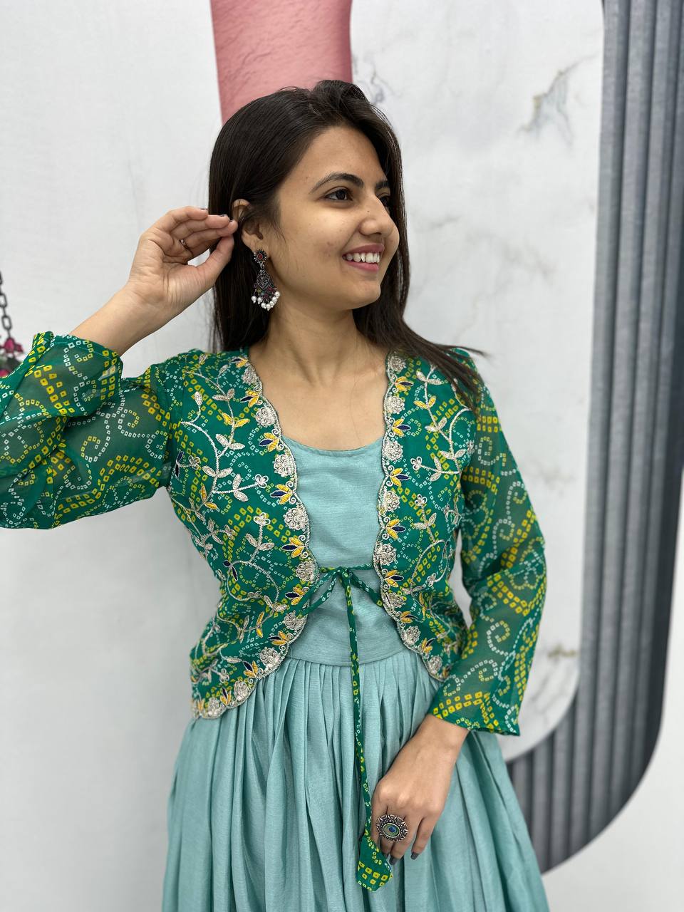 Rama Traditional Indian Gown Dress With Jacket