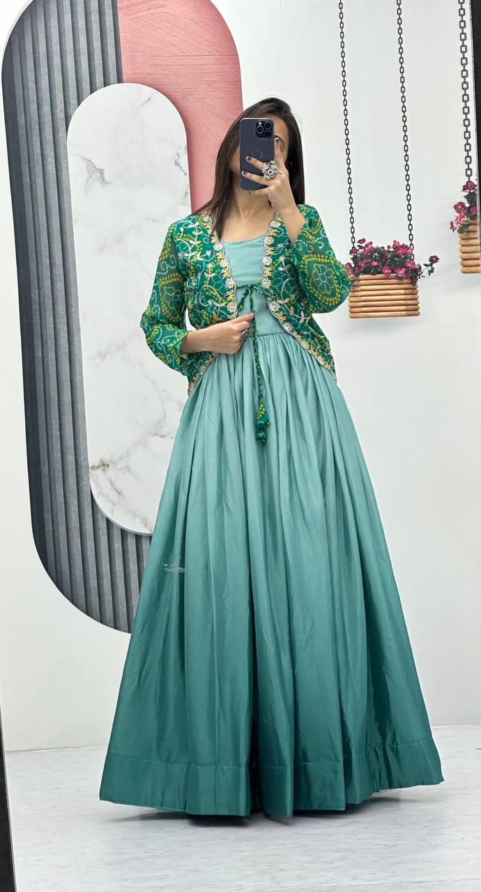 Rama Traditional Indian Gown Dress With Jacket