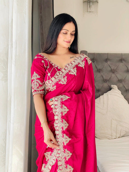 Rani Designer Chinon Silk Saree