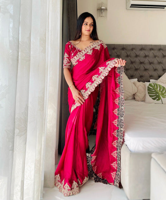 Rani Designer Chinon Silk Saree