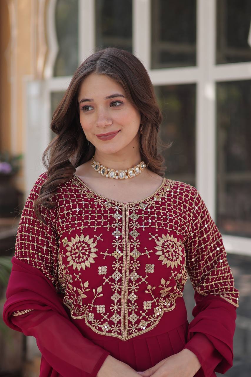 Rani Designer Georgette Gown With Dupatta