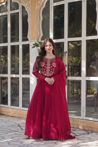Rani Designer Georgette Gown With Dupatta