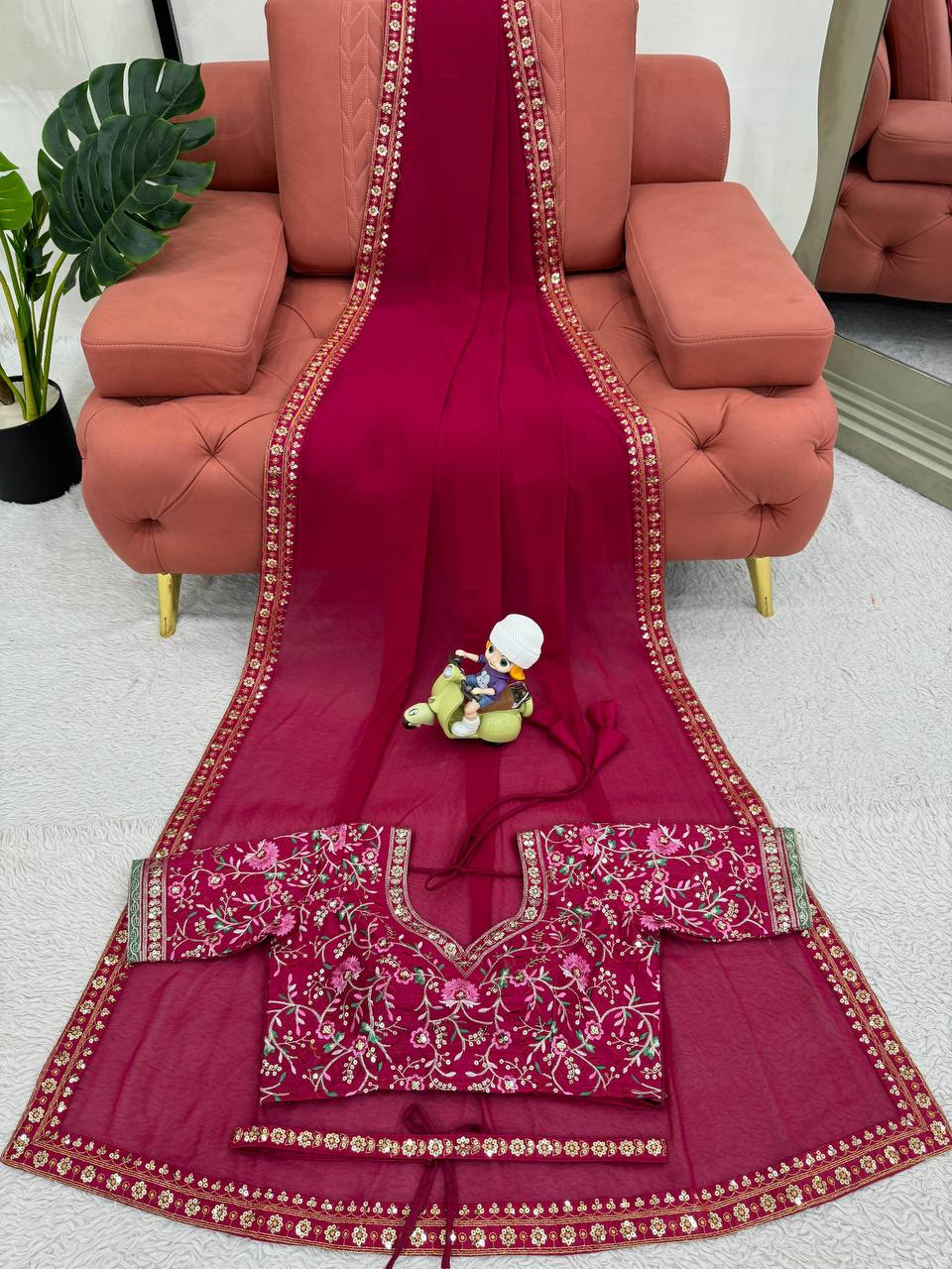 Rani Designer Wedding Wear Georgette Saree