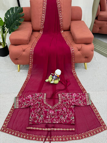 Rani Designer Wedding Wear Georgette Saree