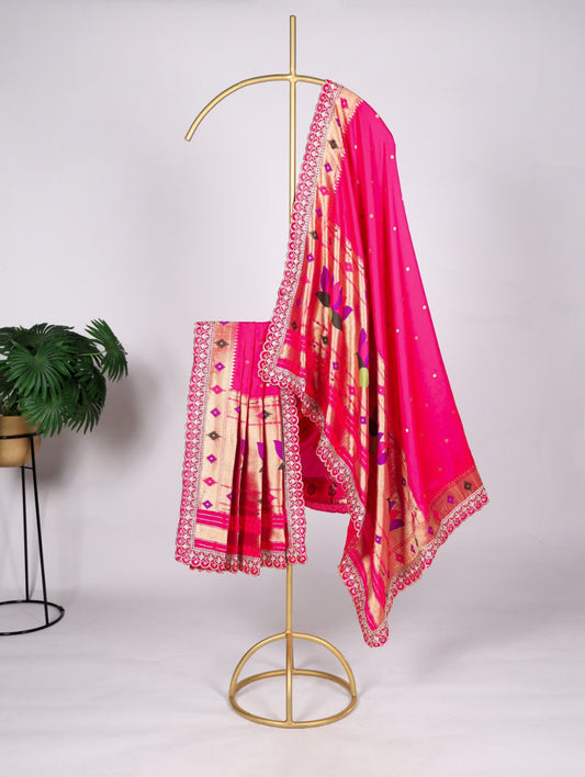 Rani Jacquard Silk Paithani Dupatta