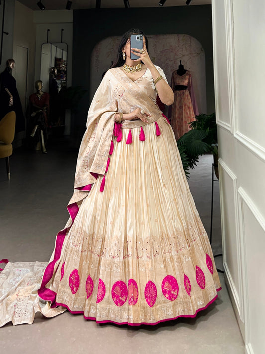 Rani & Off White Shimmer Lehenga For Wedding