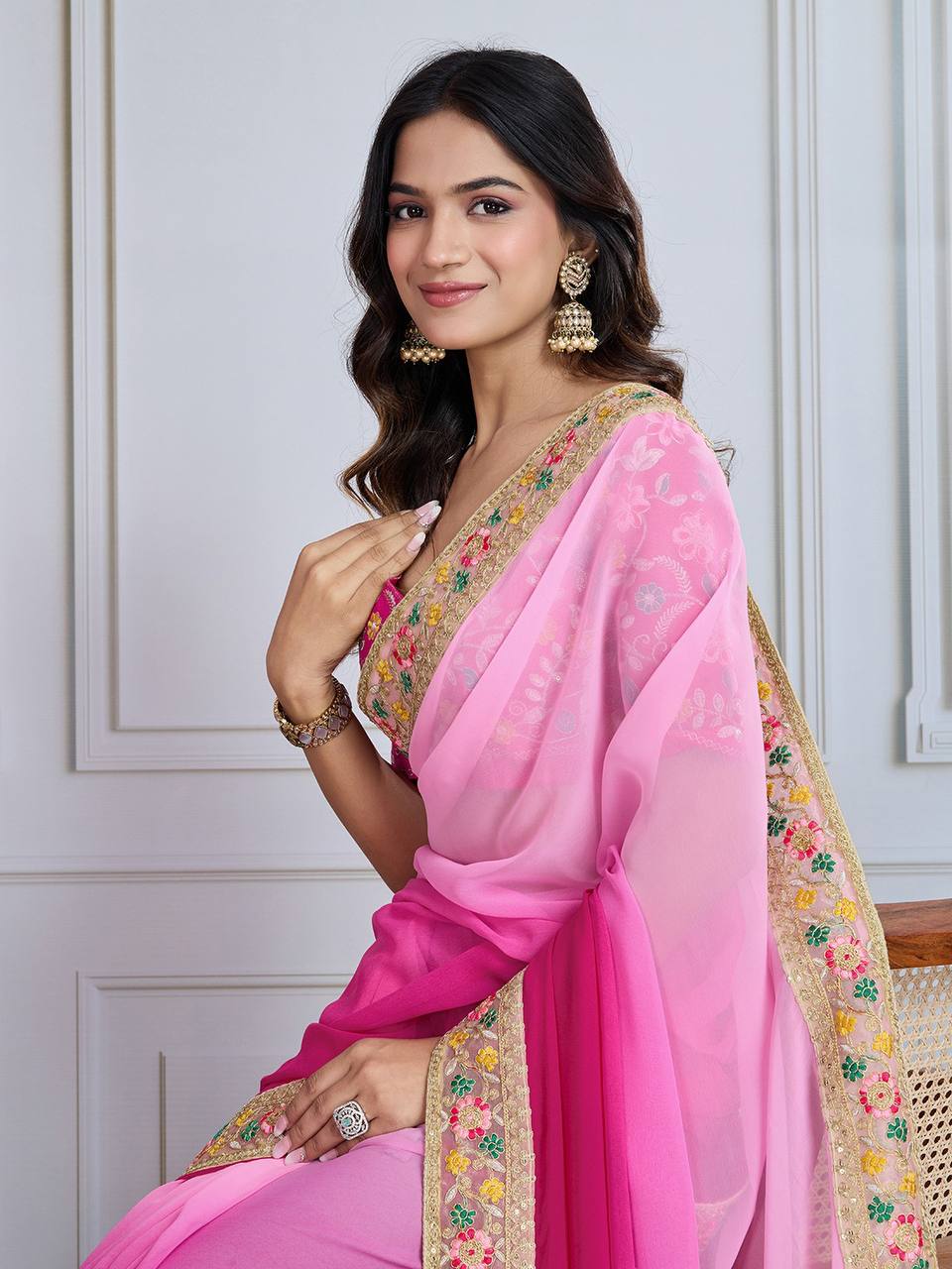 Rani & Pink Digital Printed Georgette Saree