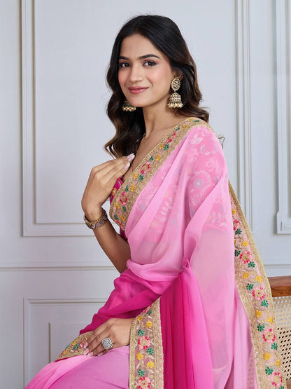 Rani & Pink Digital Printed Georgette Saree