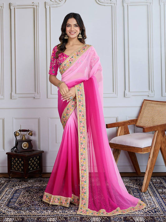 Rani & Pink Digital Printed Georgette Saree