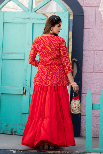 Red Wedding Wear Chinon Lehenga