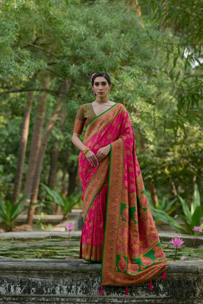 Rani Wedding Wear Pashmina Silk Saree