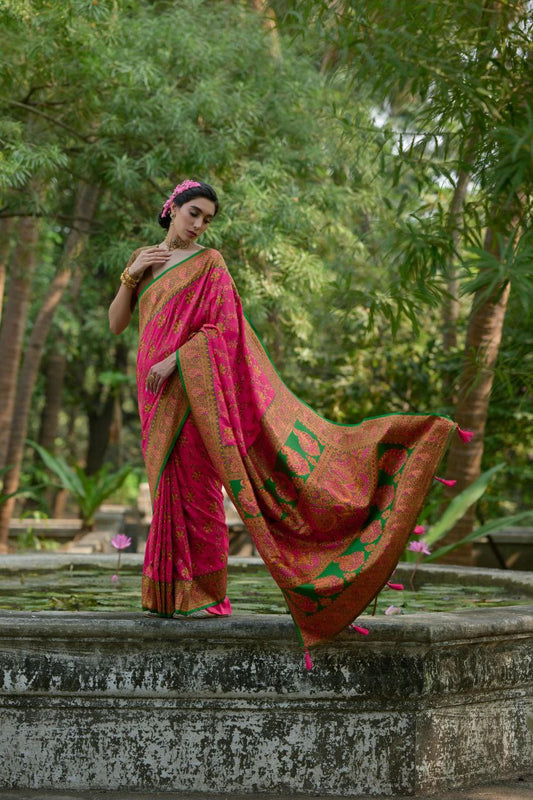 Rani Wedding Wear Pashmina Silk Saree