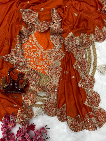 Rasmika's Designer Vichitra Silk Saree