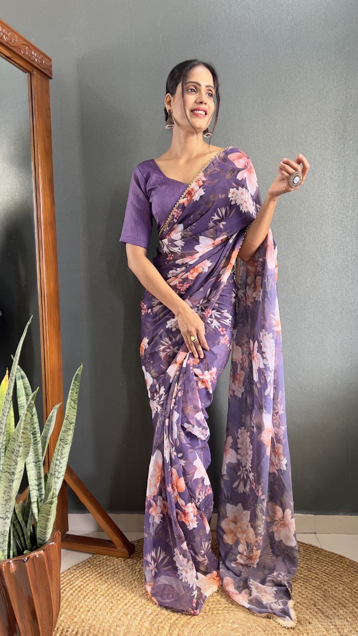 Ready To Wear Floral Georgette Saree