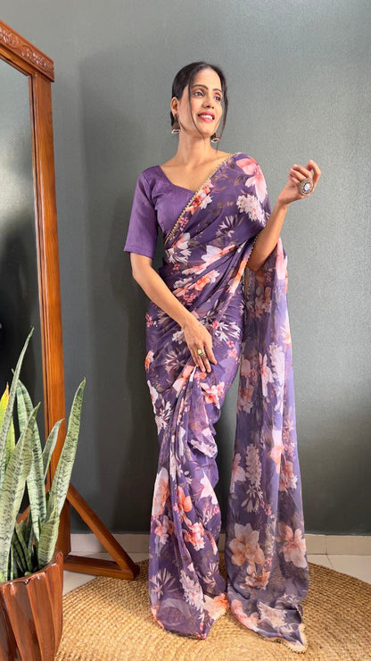 Ready To Wear Floral Georgette Saree