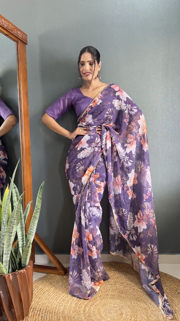 Ready To Wear Floral Georgette Saree