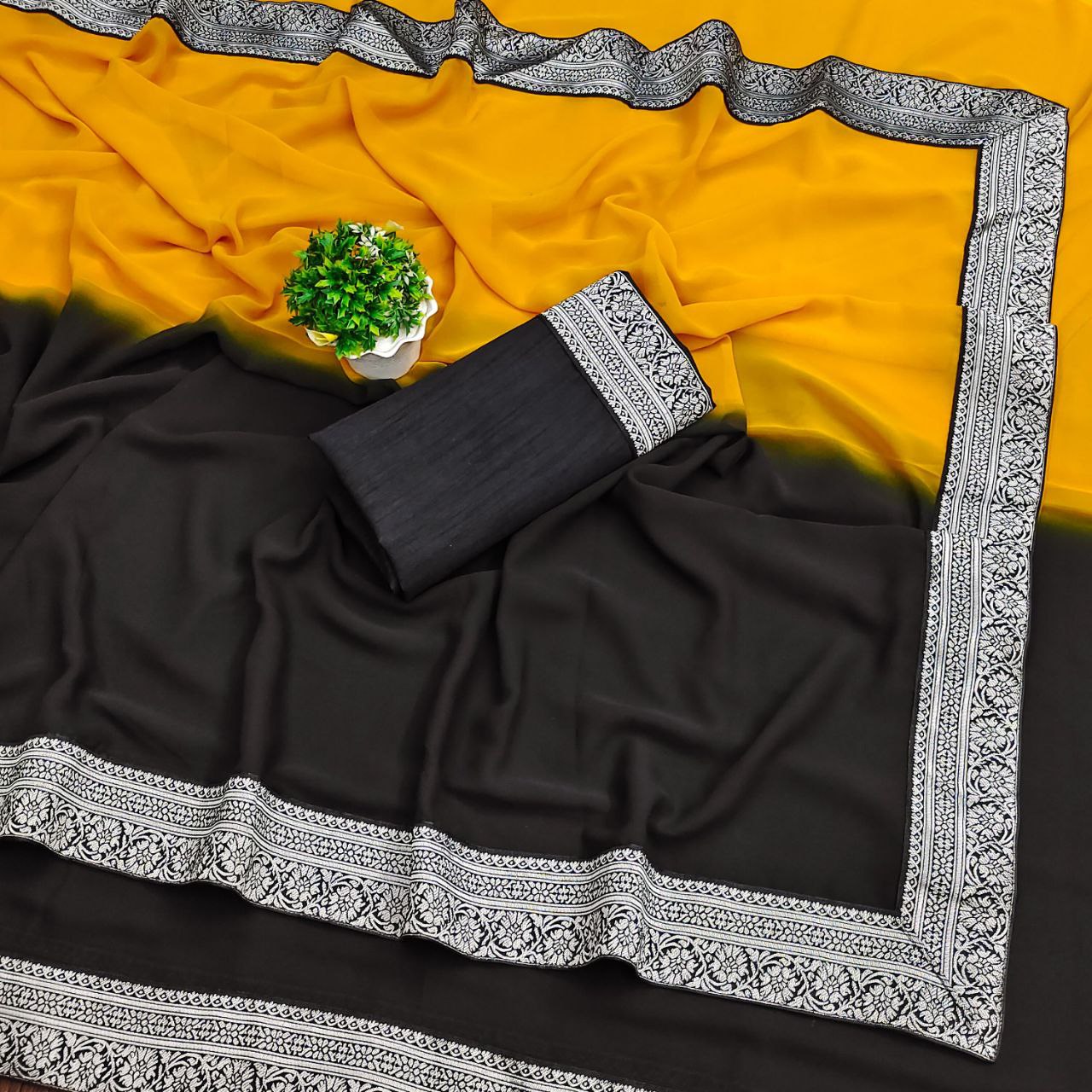 Ready To wear Georegette Saree With Multi Color Option