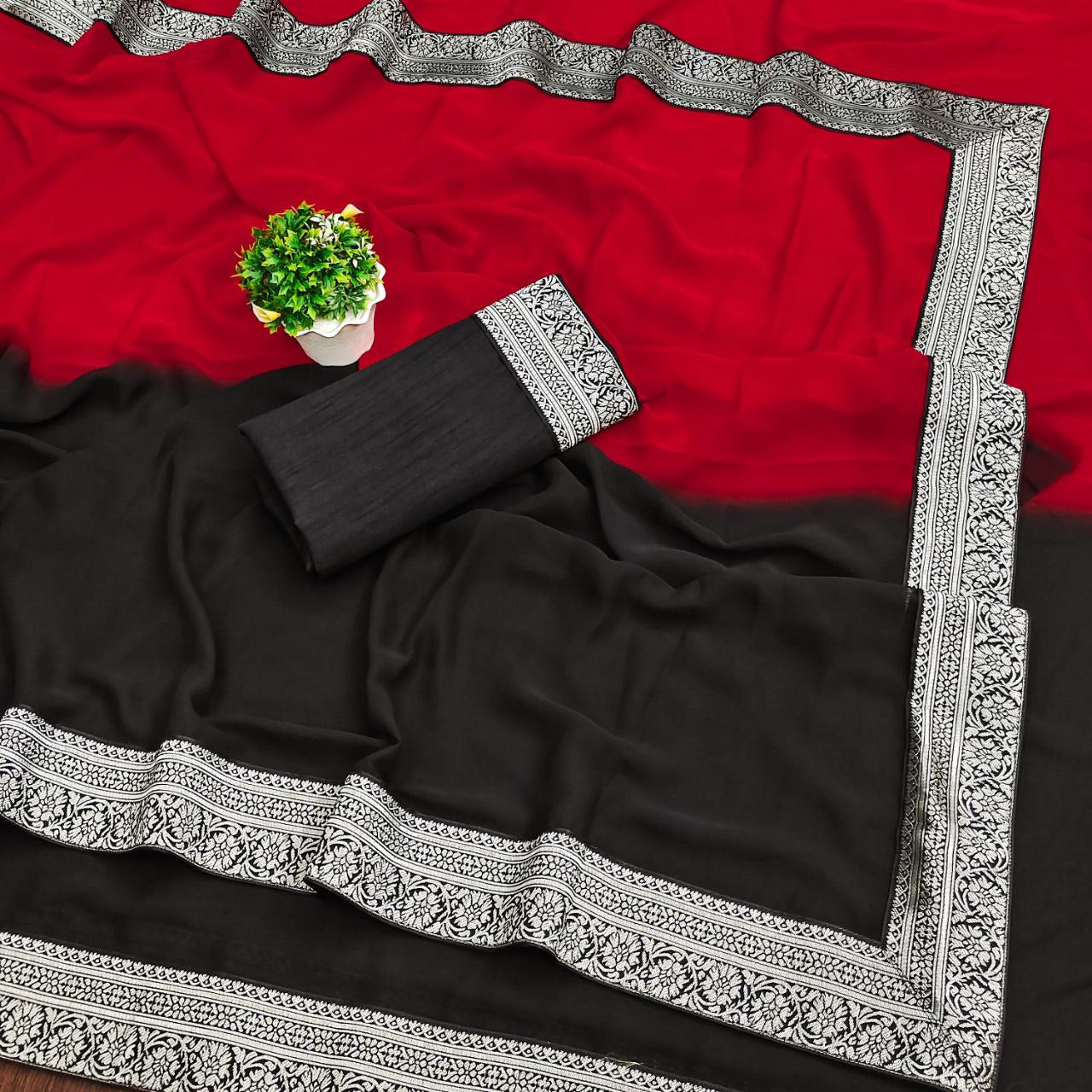 Ready To wear Georegette Saree With Multi Color Option