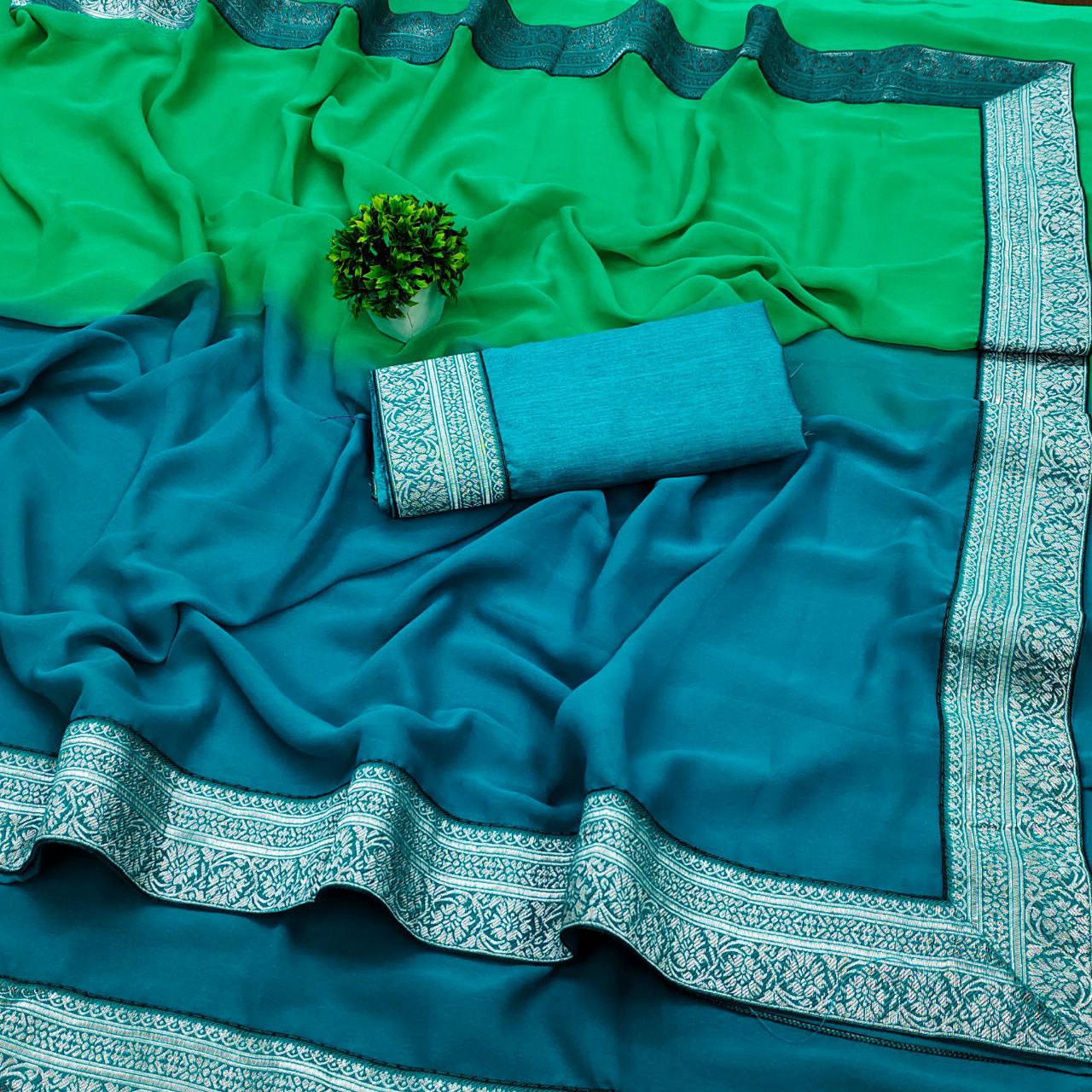 Ready To wear Georegette Saree With Multi Color Option