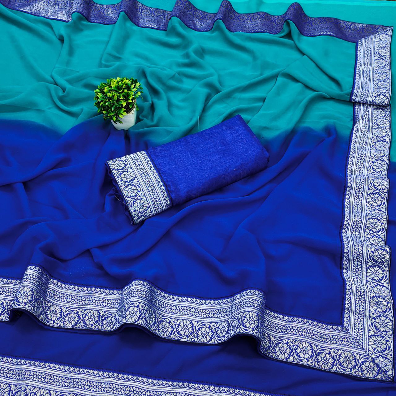 Ready To wear Georegette Saree With Multi Color Option