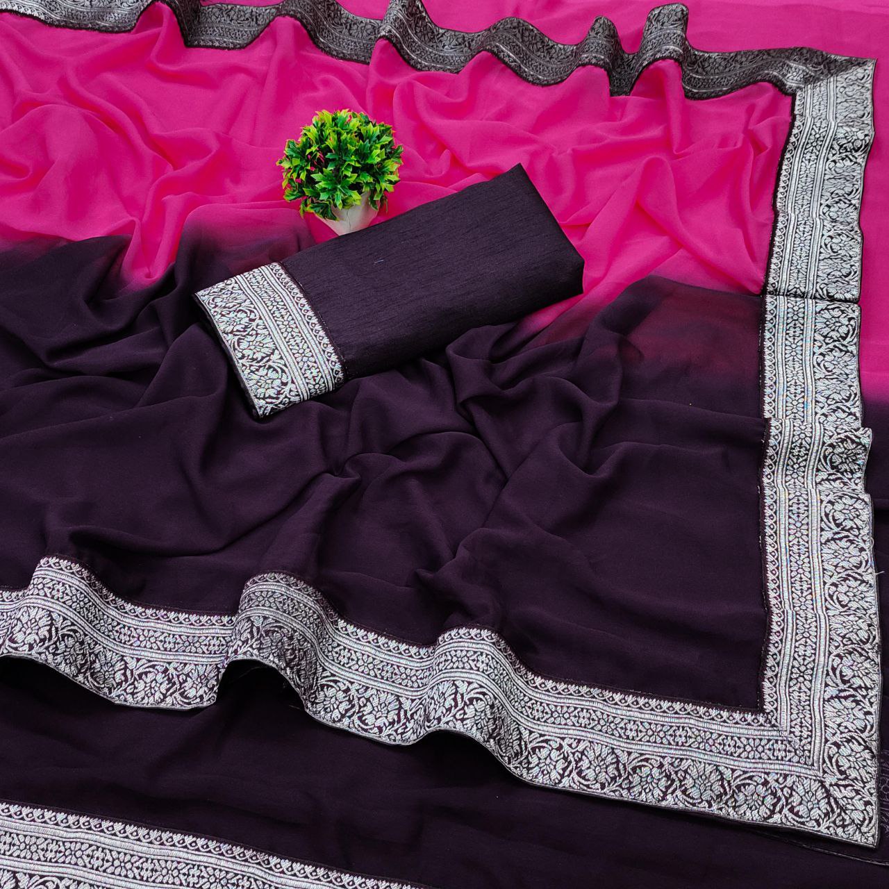 Ready To wear Georegette Saree With Multi Color Option