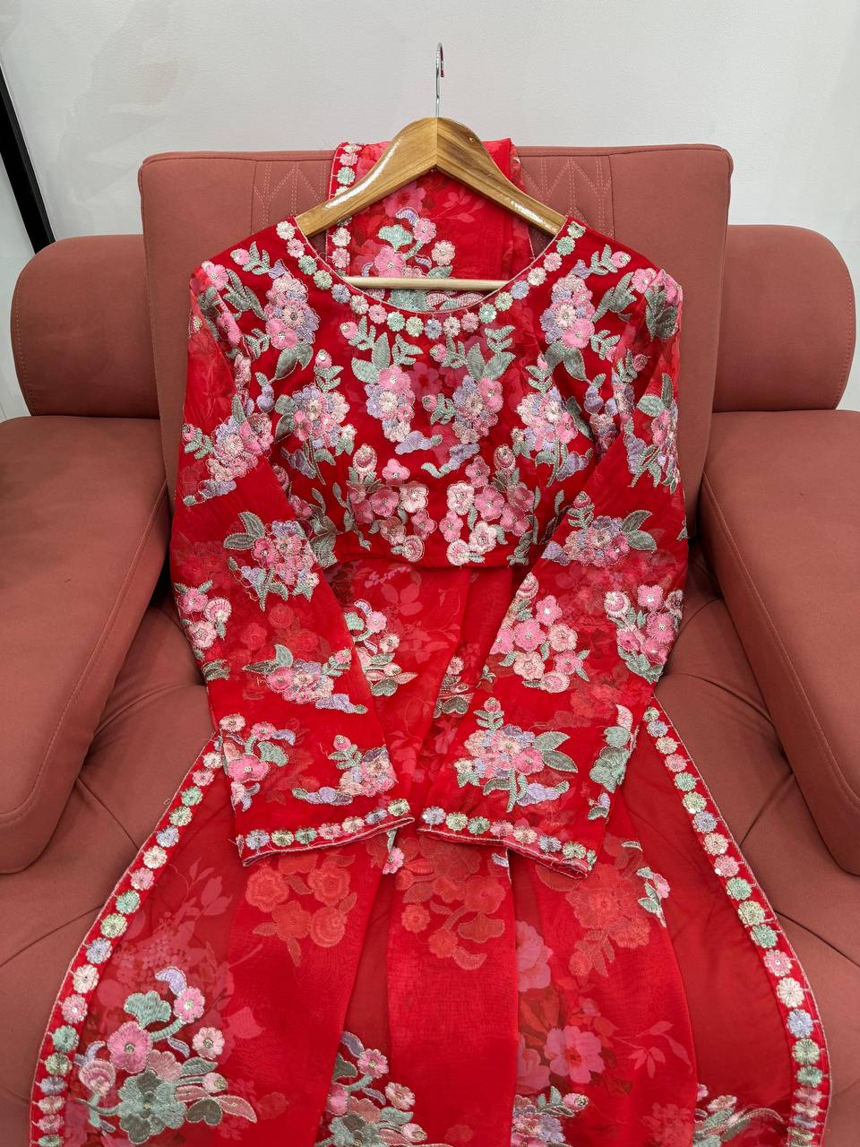 Red Bollywood Party Wear Georgette Saree