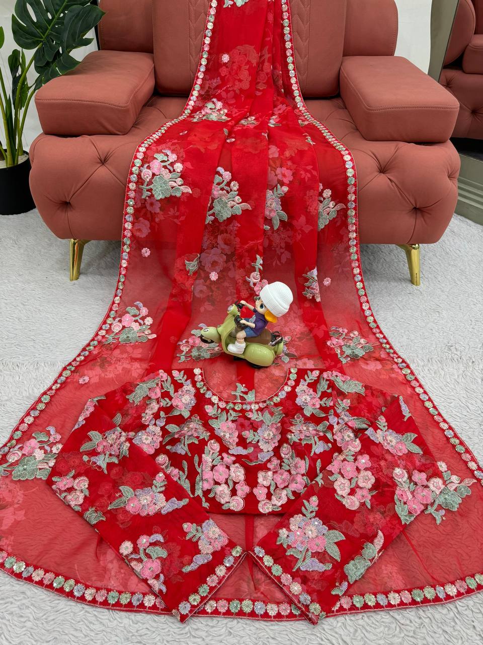 Red Bollywood Party Wear Georgette Saree