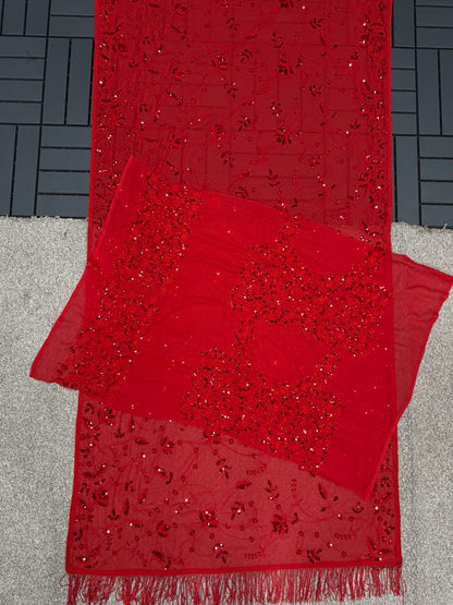 Red Bollywood Style Georgette Saree | Clone Design