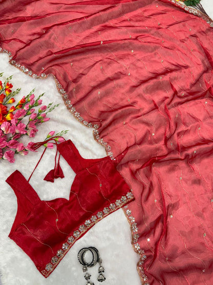 Red Designer Zimmy Choo Saree