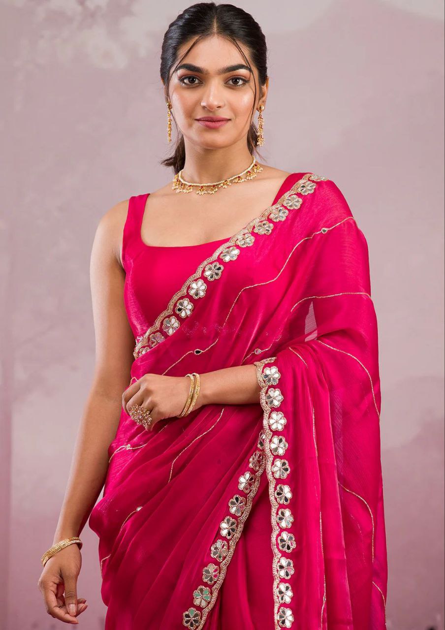Red Designer Zimmy Choo Saree