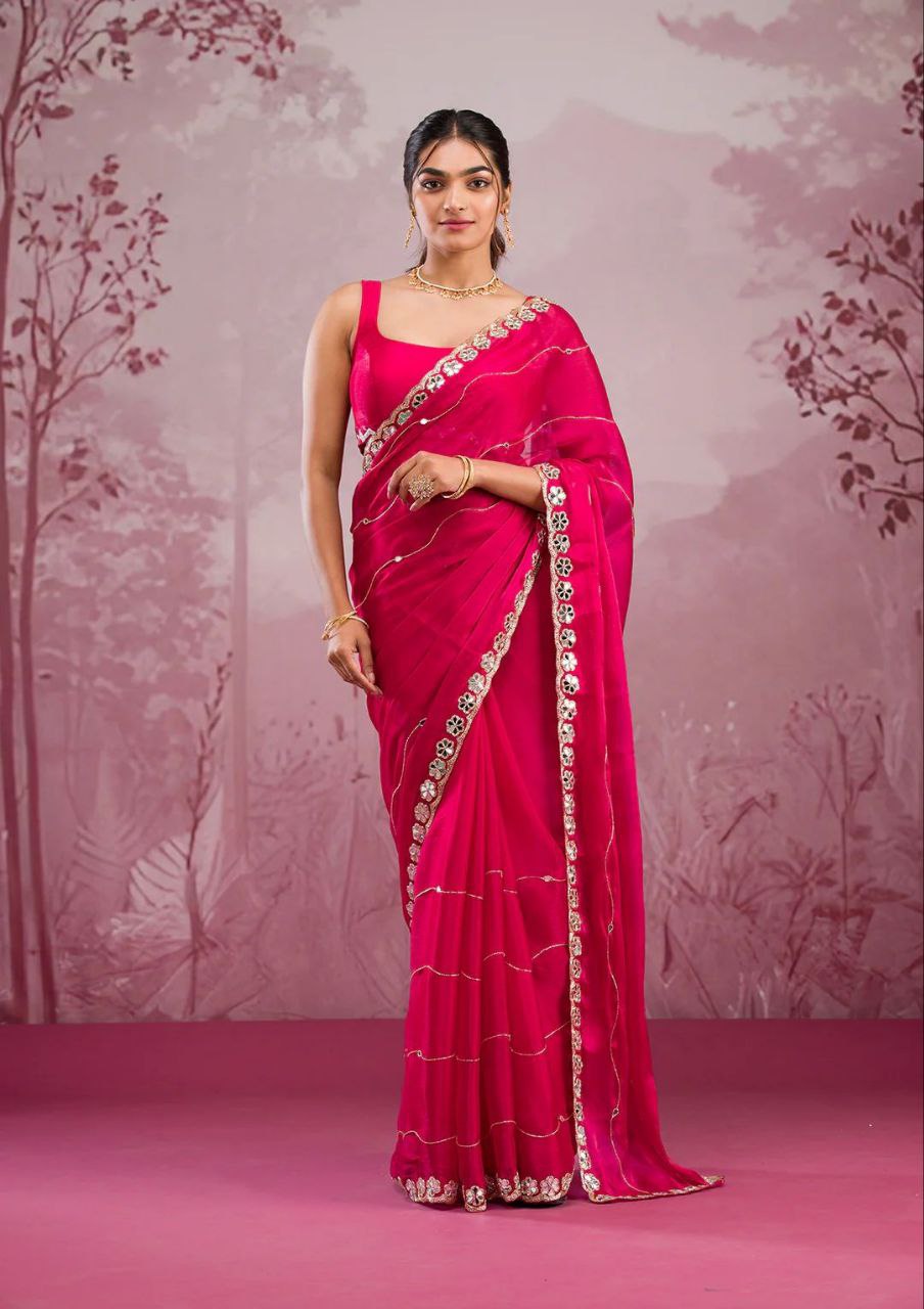 Red Designer Zimmy Choo Saree