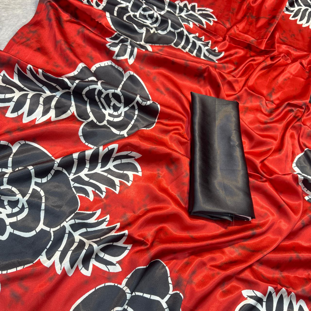 Red Fancy Designer Japan Satin Silk Saree