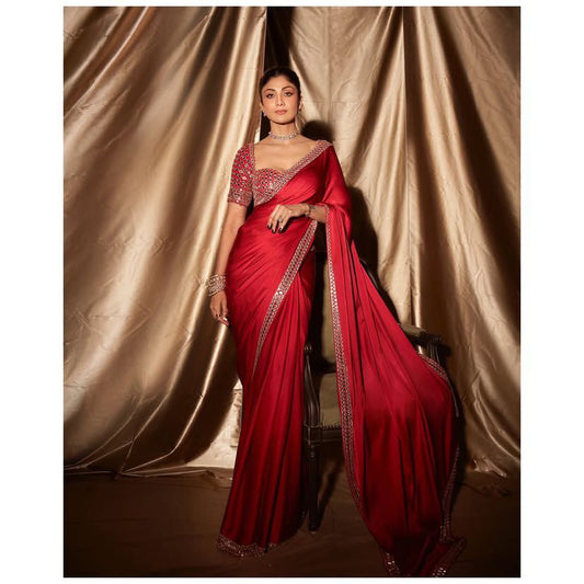 Red Party Wear Bollywood Rangoli Silk Saree | Clone Design