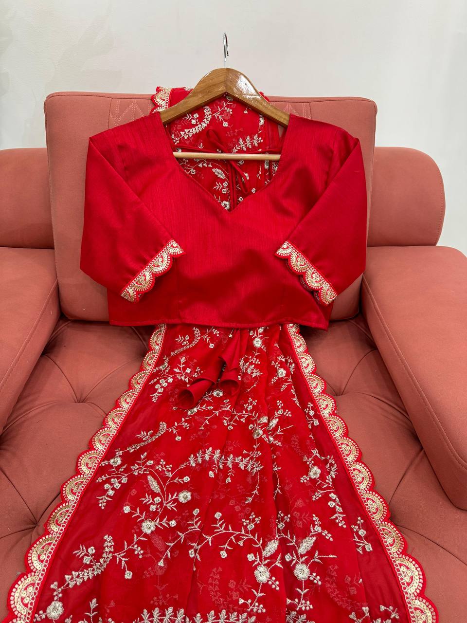 Red Party Wear Tabby Silk Saree