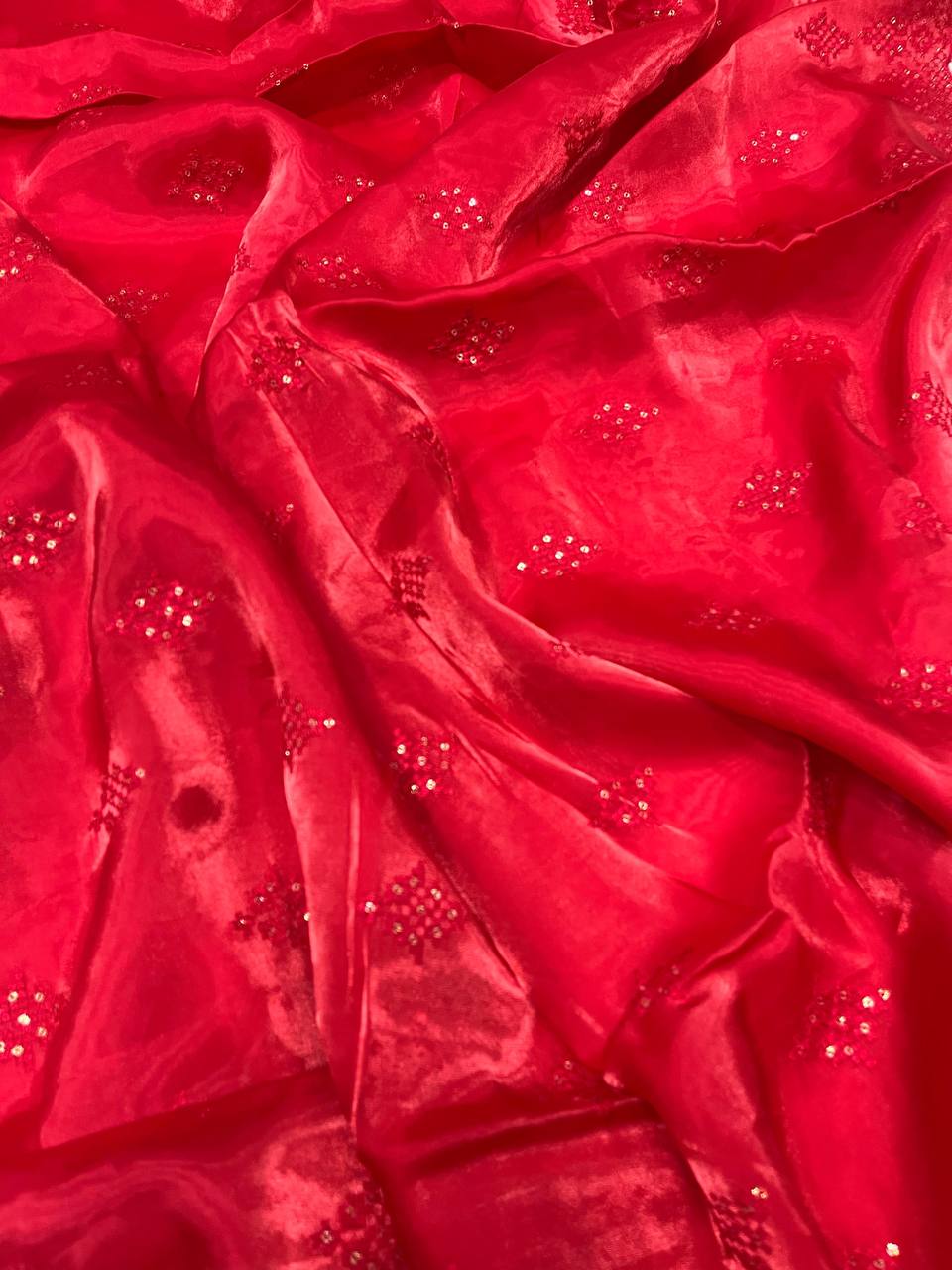 Cherry Red Party Wear Zimmy Choo Silk Saree
