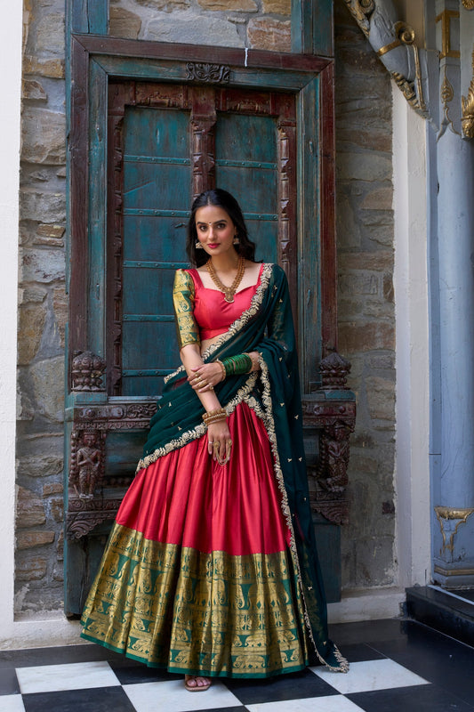 Red Traditional South Indian Lehenga