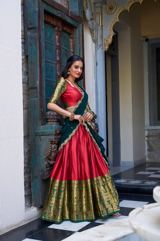 Red Traditional South Indian Lehenga