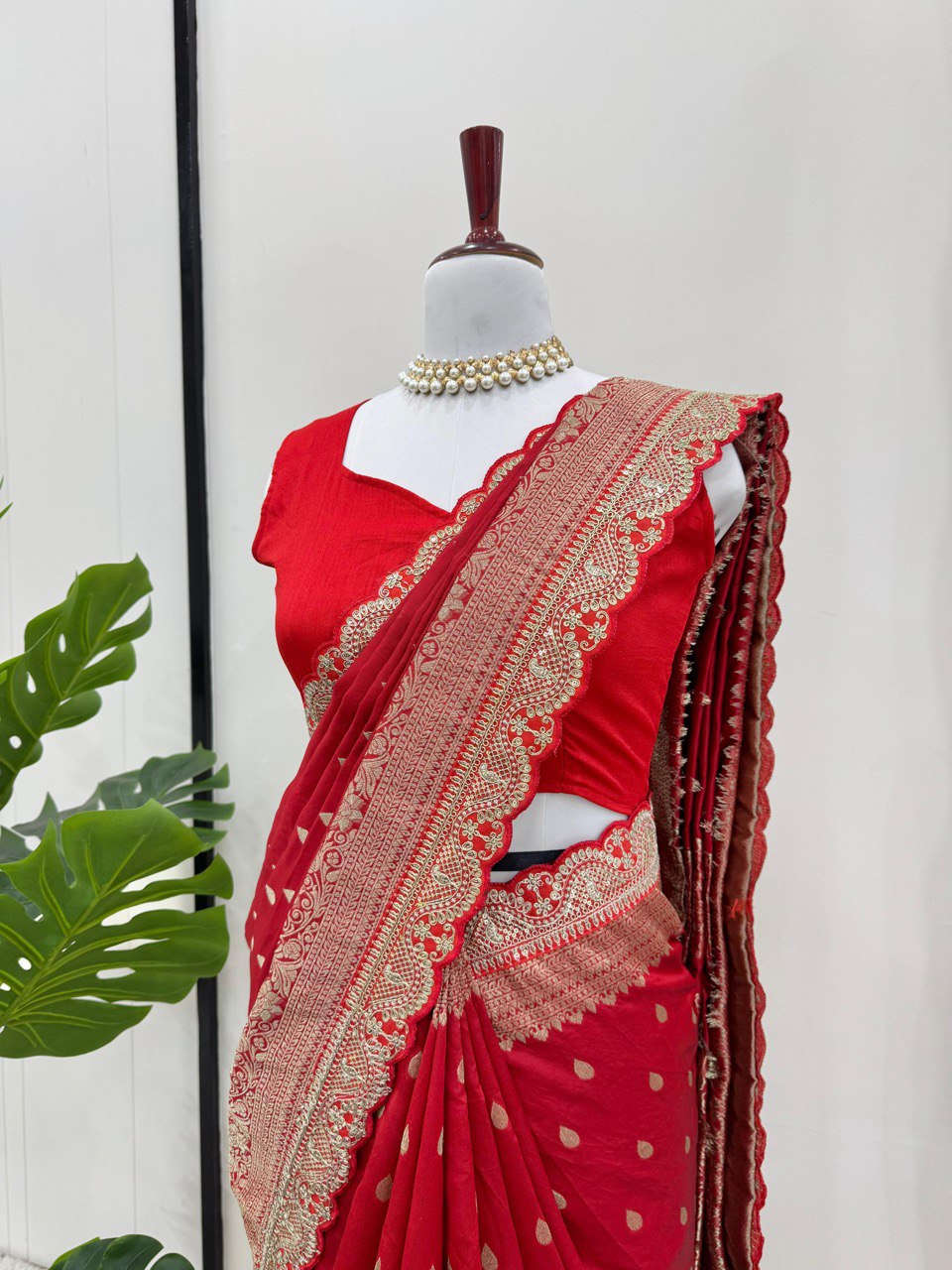 Red Wedding Wear Kota Silk Saree