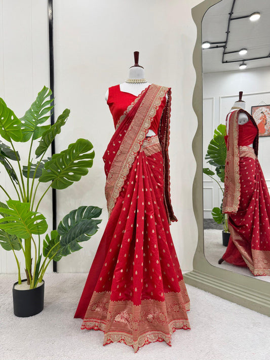 Red Wedding Wear Kota Silk Saree