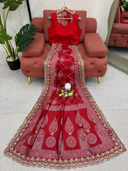 Red Wedding Wear Kota Silk Saree